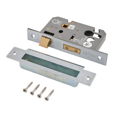 Afit Satin Chrome Euro Profile SashlockCase 65mm 44mm Backset from B&Q