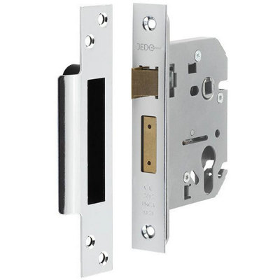 Afit Polished Chrome Euro Profile SashlockCase 76mm 57mm Backset from B&Q
