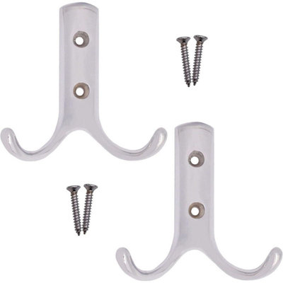 Afit Chrome  Double Twin Robe Hook Coat Hook Modern70mmPack Of 2 from B&Q