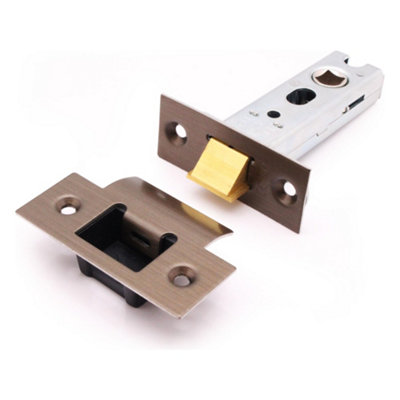Afit Antique Brass Bolt Through Tubular Latch Fire Rated78mm Case 57mm Backset from B&Q