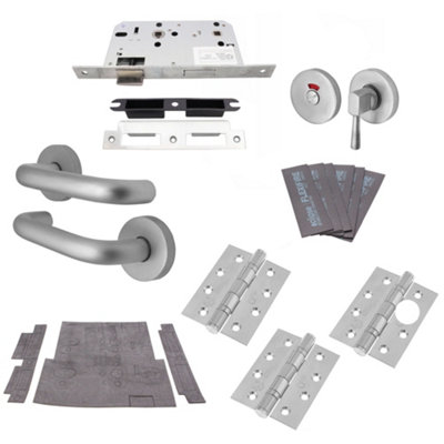 Afit Satin Aluminium Economy Fire Door KitBathroom Cubicle Door from B&Q