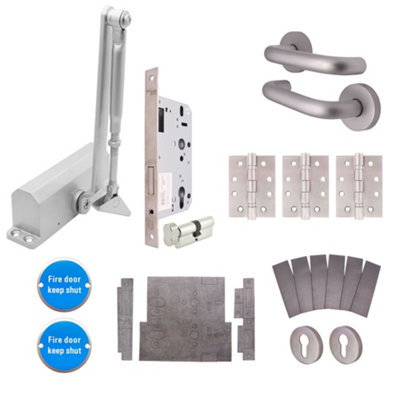 Afit Satin Aluminium Economy Fire Door Kit With Door CloserOffice Locking Door from B&Q