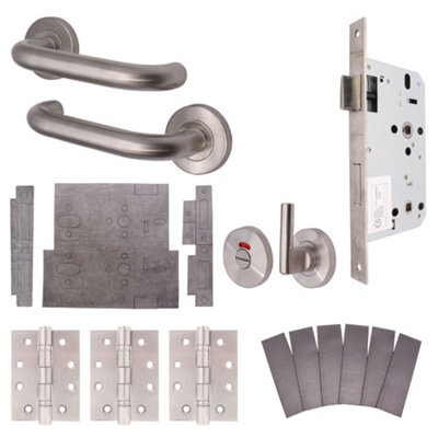 Afit Satin Stainless Steel Fire Door KitBathroom Cubicle Door from B&Q