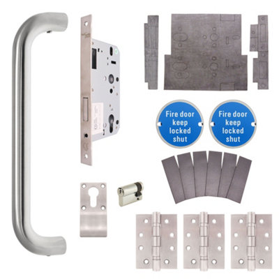 Afit Satin Stainless Steel Fire Door KitService Riser Cupboard Locking Door from B&Q