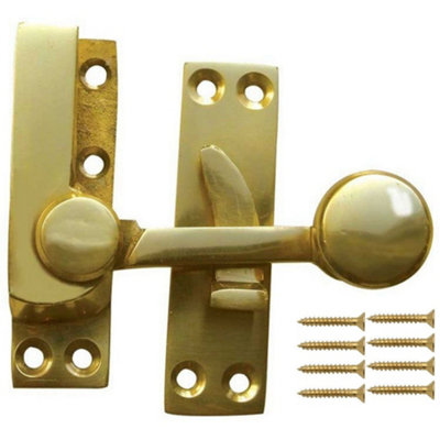 Afit Polished Brass Quadrant Arm Sash Window Fastener 70mm from B&Q