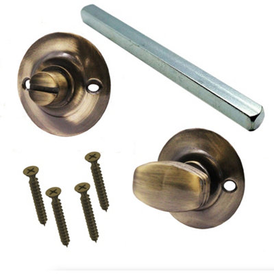 Afit Antique Brass Ringed Bathroom Turn And Release 5mm Spindle from B&Q