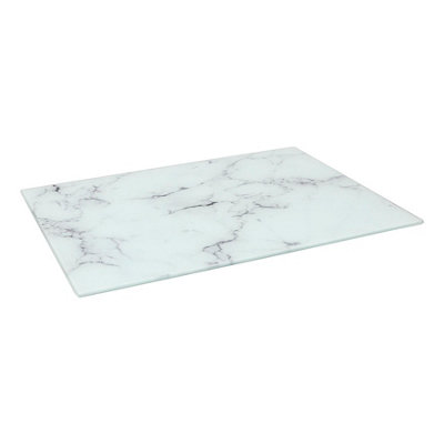 Harbour Housewares Rectangle Glass Chopping Board - 40Cm X 30Cm - Marble White