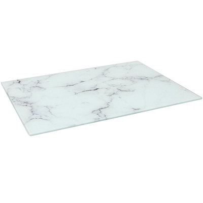B&Q -  Glass Chopping Board50 X 40Cm Marble Kitchen Dining Place Mats Cutting Mat Worktop Saver Cooking & Food Prep