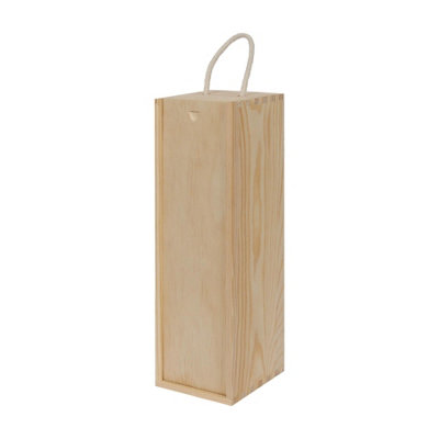 B&Q -  Single Bottle Wooden Wine BoxNatural1X Wooden Storage Holder Display Carrier Crate (Empty)