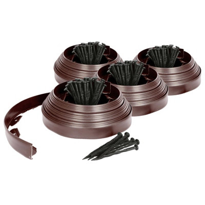 Harbour Housewares Garden Lawn Edging 40M X 4Cm Brown Plastic Border With 160 Pegs For Landscaping Projects from B&Q