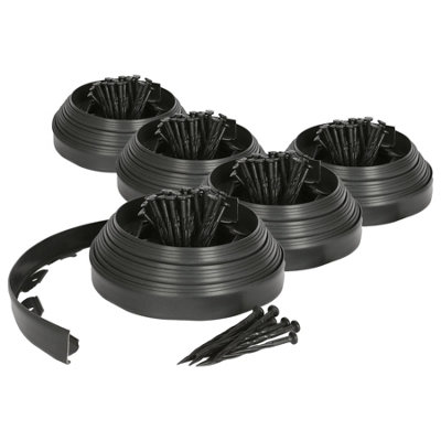 Harbour Housewares Black Lawn Edging 50M X 4Cm Plastic Garden Border With 200 PegsFlexible Diy Landscaping Solution from B&Q