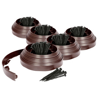 Harbour Housewares Brown Lawn Edging 50M X 4Cm Plastic Garden Border With 200 PegsFlexible Diy Landscape Border from B&Q