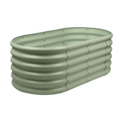 B&Q -  Raised Garden BedGreen Rounded Bottomless Metal Bed Galvanised Steel Planter Box 120 X 60 X 45Cm