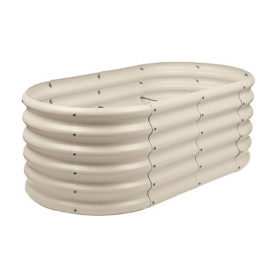 B&Q -  Raised Garden BedIvory Rounded Bottomless Metal Bed Galvanised Steel Planter Box 120 X 60 X 45Cm