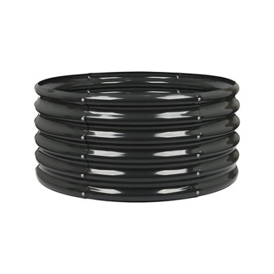 B&Q -  Raised Garden BedAnthracite Round Bottomless Metal Raised Bed Galvanised Steel Planter Box 90 X 45Cm