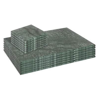 12 pack Rectangle Marble Placemats & Square Coasters Set - 30cm x 20cm - Green - Image 9