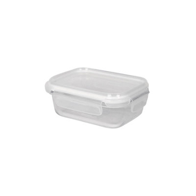 B&Q -  370Ml Glass Food Storage Container With White LidReusable Airtight Meal Prep Tubs Microwave And Freezer Safe