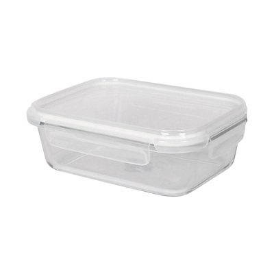Harbour Housewares 1 Litre Glass Food Storage Container With Lid - 1X Large Reusable Airtight Meal Prep Tubs Microwave And Freezer Safe White
