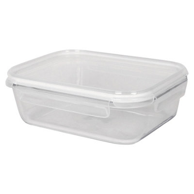 Harbour Housewares 1.5 Litre Glass Food Storage Container With Lid - 1X Large Reusable Airtight Meal Prep Tubs Microwave And Freezer Safe White
