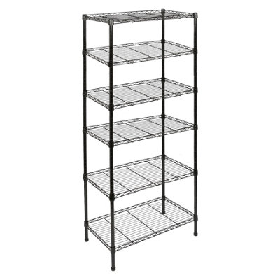 Harbour Housewares Adjustable Wire Shelving Unit - 6 Tier - Black