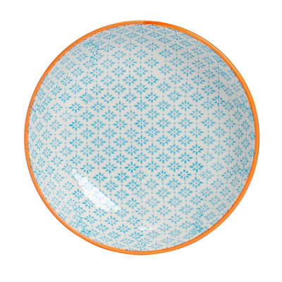 Nicola Spring Hand-Printed Pasta Bowl22CmBlue from B&Q