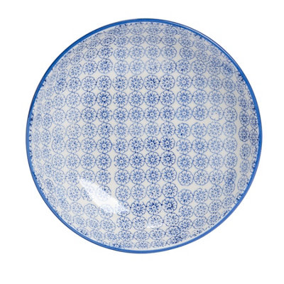 Nicola Spring Hand-Printed Pasta Bowl22CmNavy from B&Q
