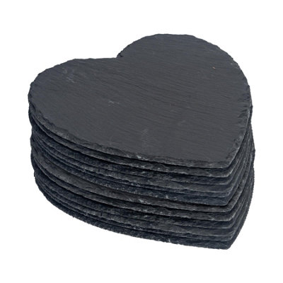 Argon Tableware Heart Slate Placemats - 25cm - Pack of 12 - Black - Image 4