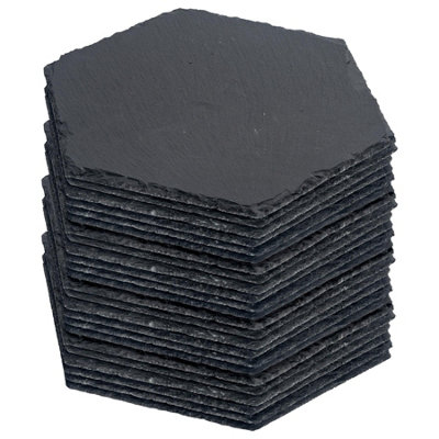 Argon Tableware 24X Hexagonal Slate PlacematsNatural Stone Rough Edge Slate Dinner Mats Dinnerware Plate Placemats from B&Q