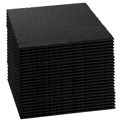 Argon Tableware Unisex Black Square Slate Placemats - 33Cm - 24X Natural Stone Dining Table Dinner Serving Board Platter Place Mats Sets Large - Image 6