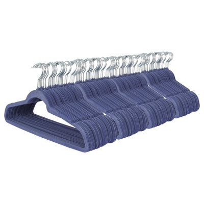 Harbour Housewares Non-Slip Velvet Hangers - 45Cm - Pack Of 100 Blue
