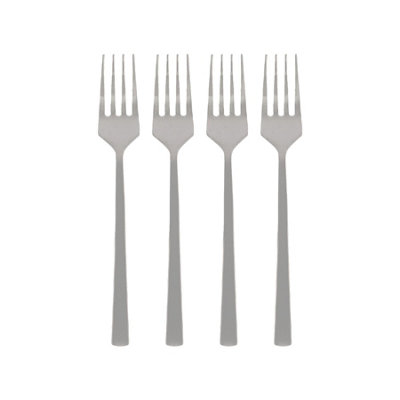 Argon Tableware Silver Stainless Steel Cake Forks - Pack Of 4 15Cm