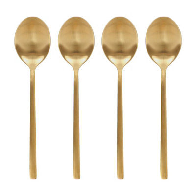 Argon Tableware Stainless Steel Dessert Spoons20CmGoldPack Of 4Durable Rust Resistant Stainless Steel Flatware Set from B&Q