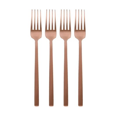 Argon Tableware Stainless Steel Dinner Forks19.5CmCopperPack Of 4 from B&Q