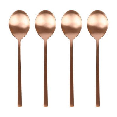 Argon Tableware Stainless Steel Dessert Spoons20CmCopperPack Of 4Durable Rust Resistant Stainless Steel Flatware Set from B&Q