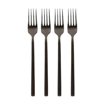 Argon Tableware Stainless Steel Dinner Forks19.5CmBlackPack Of 4 from B&Q