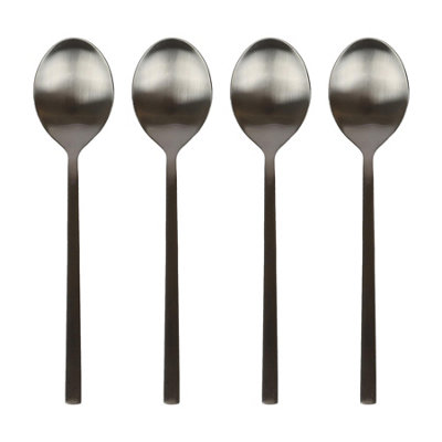 Argon Tableware Stainless Steel Dessert Spoons20CmBlackPack Of 4Durable Rust Resistant Stainless Steel Flatware Set from B&Q