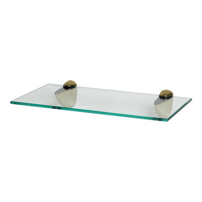 Harbour Housewares Floating Glass Bathroom Shelf With Brackets - 40Cm Gold