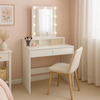B&Q -  Wooden Dressing Table With Led LightsWhite