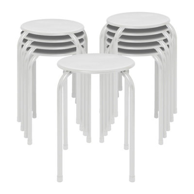 Harbour Housewares Metal Stacking StoolsMatt WhitePack Of 10 from B&Q