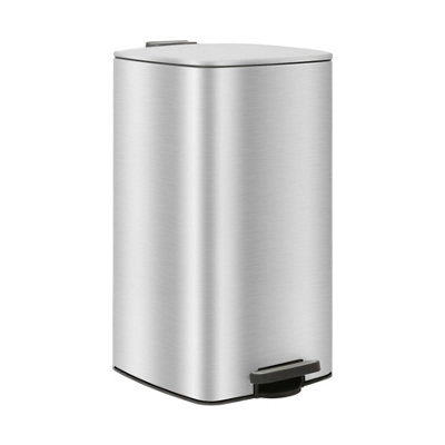 Square Stainless Steel Kitchen Pedal Bin - 30L - Brushed - Image 7