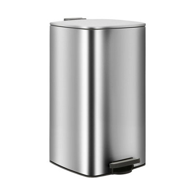 Harbour Housewares Square Stainless Steel Kitchen Pedal Bin - Chrome 30L