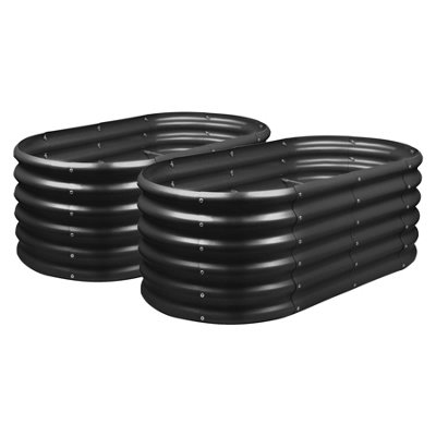 Harbour Housewares Rounded Raised Garden Beds - 120Cm X 60Cm X 45Cm - Pack Of 2 Anthracite