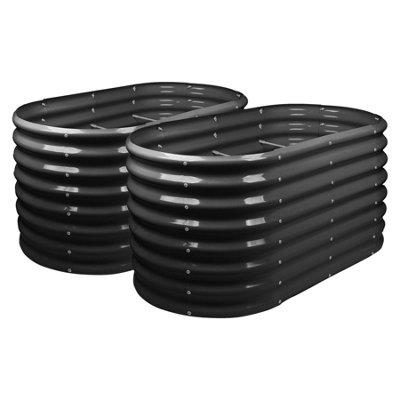 B&Q -  Raised Garden Beds2X Anthracite Rounded Bottomless Metal Bed Galvanised Steel Planter Box 120 X 60 X 60Cm