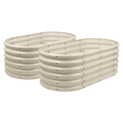 B&Q -  Raised Garden Beds2X Ivory Rounded Bottomless Metal Bed Galvanised Steel Planter Box 120 X 60 X 45Cm