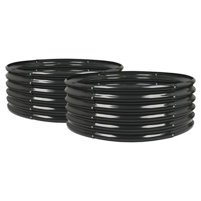 B&Q -  Raised Garden Beds2X Anthracite Round Bottomless Metal Raised Bed Galvanised Steel Planter Box 120 X 45Cm