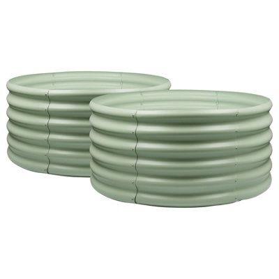 B&Q -  Raised Garden Beds2X Green Round Bottomless Metal Raised Bed Galvanised Steel Planter Box 90 X 45Cm