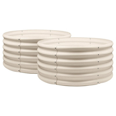 B&Q -  Raised Garden Beds2X Ivory Round Bottomless Metal Raised Bed Galvanised Steel Planter Box 90 X 45Cm