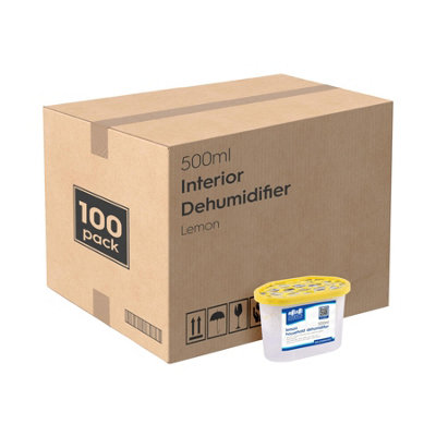  Interior Dehumidifiers - 500Ml - Lemon - 100X Anti-Mould Condensation Absorber Moisture Trap Air Freshener