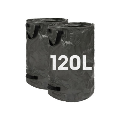 Harbour Housewares 120L Garden Waste Bags With HandlesBlack2X Large Strong Reusable Plastic Heavy Duty Gardening Rubbish Refuse Sacks from B&Q