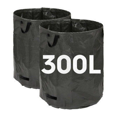 Harbour Housewares 300L Garden Waste Bags With HandlesBlack2X Large Strong Reusable Plastic Heavy Duty Gardening Rubbish Refuse Sacks from B&Q